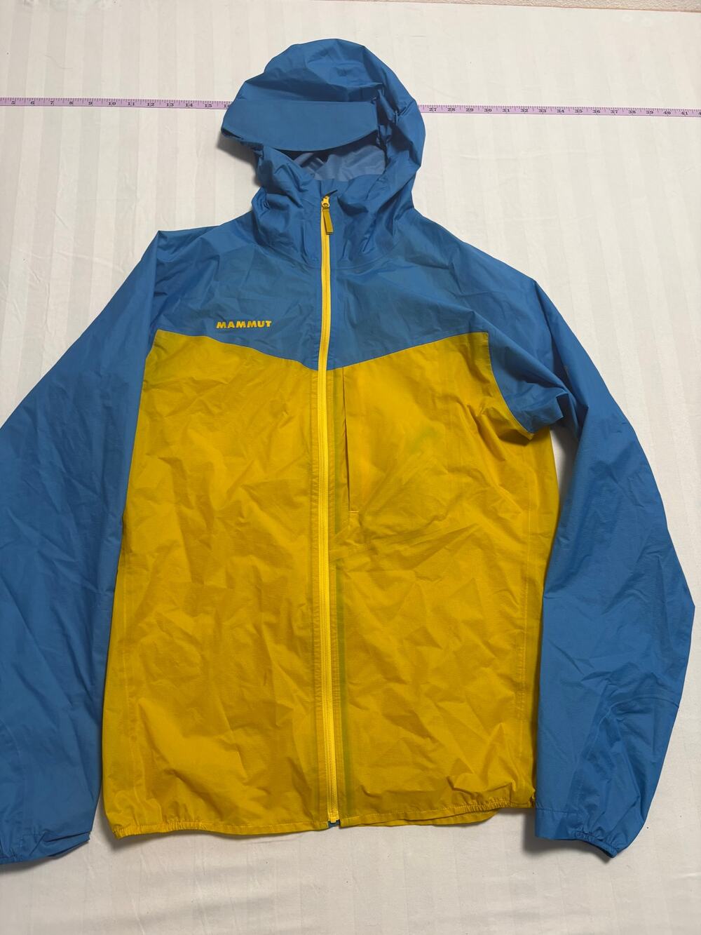 Mammut Waterproof Hooded Rain Jacket Blue Yellow M